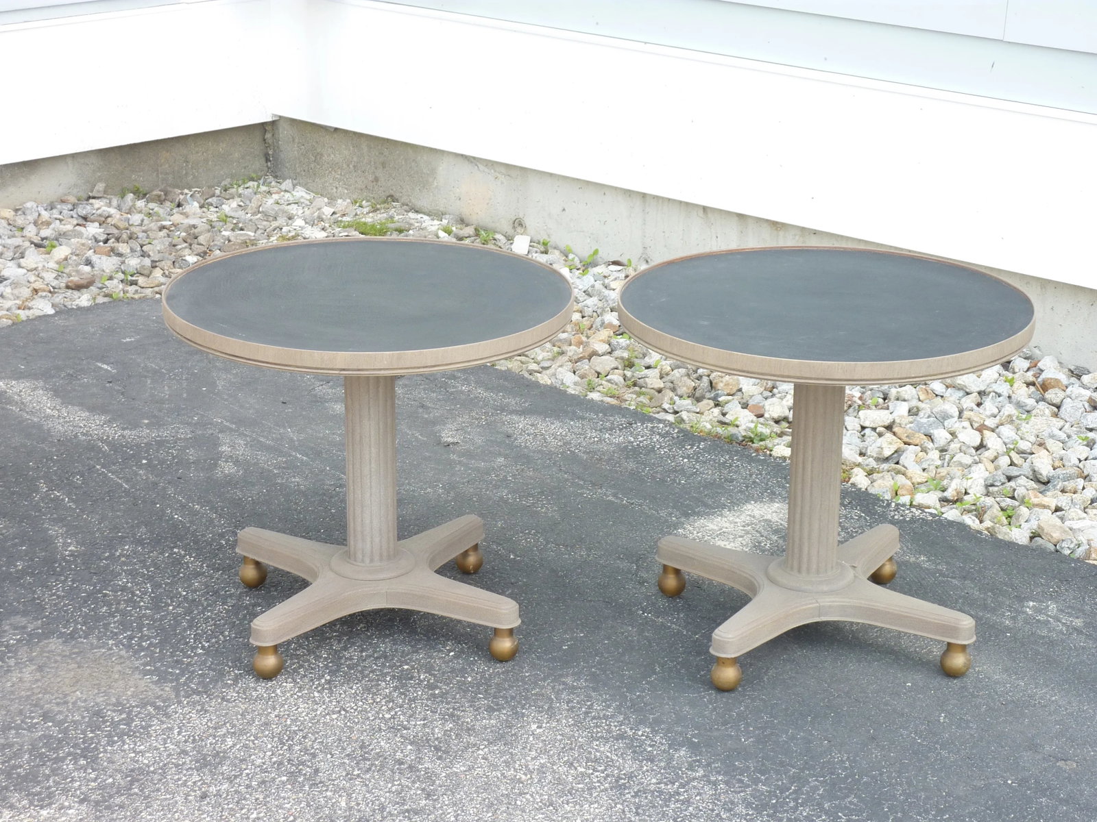 Mid-Century Modern Gray Wooden Round Tables - a Pair - 8