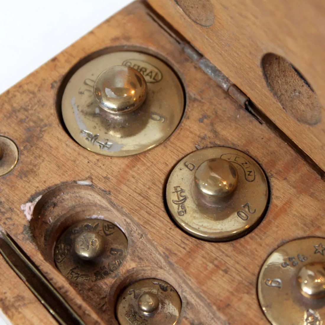 Vintage Brass Scientific Weights, Box Set - 6