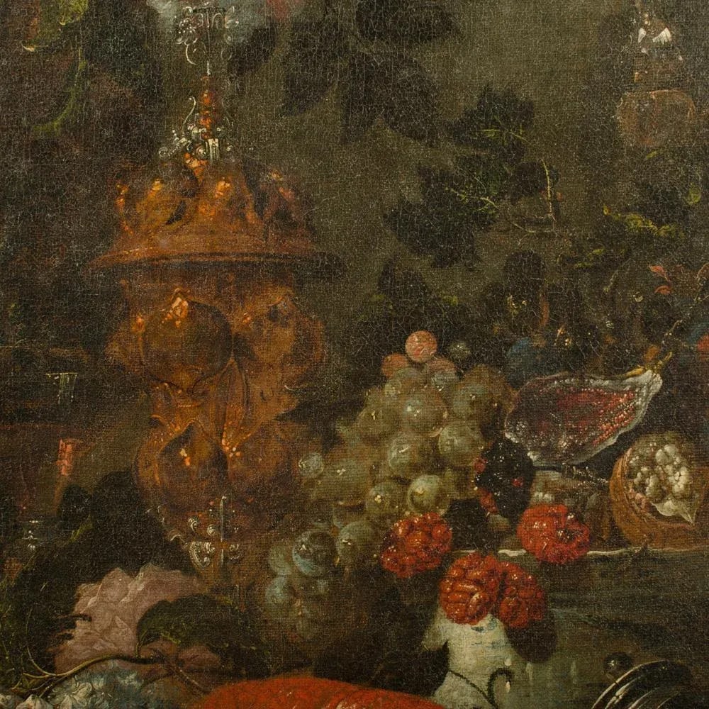 A Large 19th Century Continental School Grotto Feast With Landscape. - 11