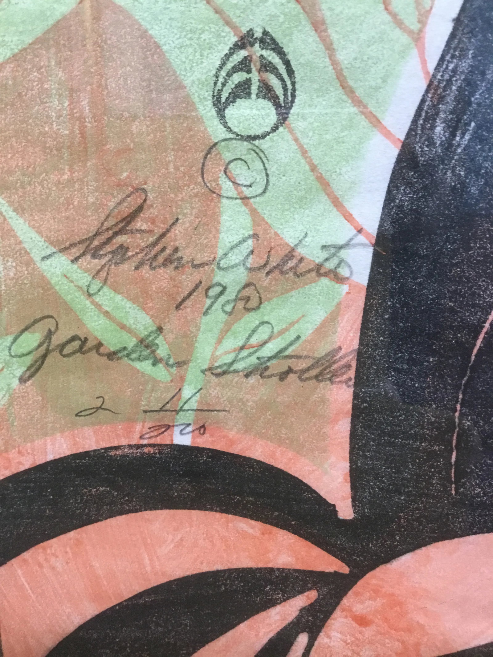 "Garden Strollers" Woodblock on Mulberry Paper by Stiphen White ( NC, 1944) - 4