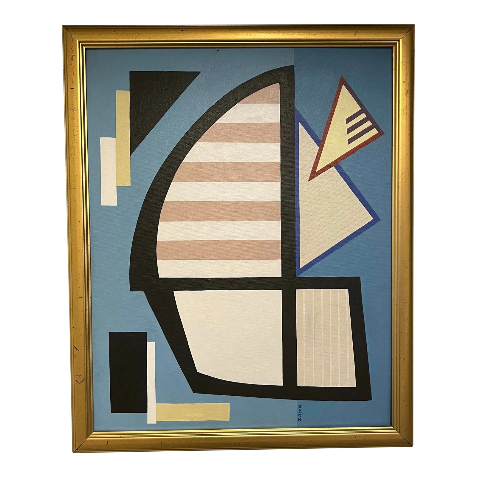 Seymour Zayon (1930-), Modern Geometric Abstract Acrylic Painting on Canvas Panel, Concrete Composit (1 of 4)