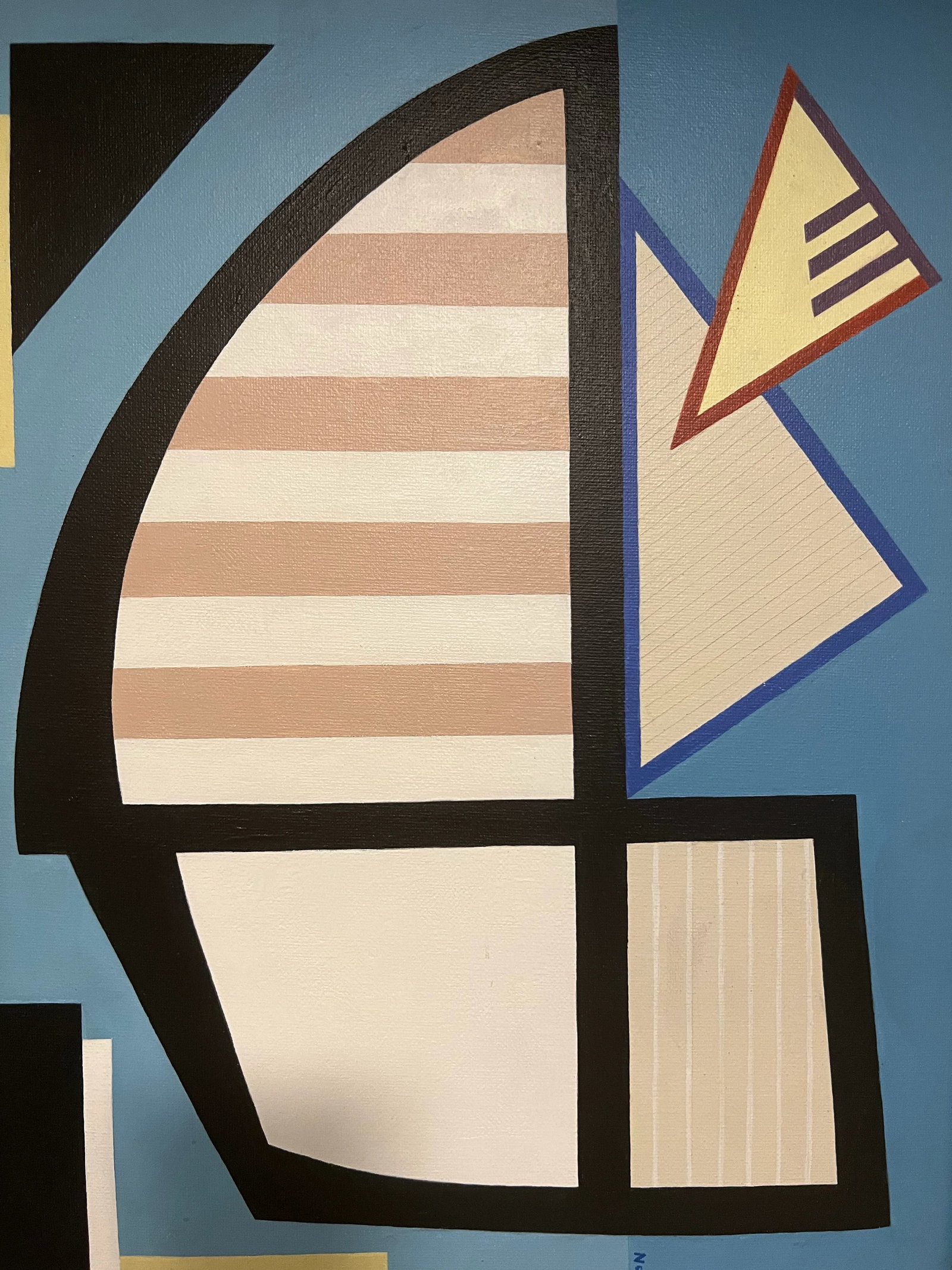 Seymour Zayon (1930-), Modern Geometric Abstract Acrylic Painting on Canvas Panel, Concrete Composit - 2