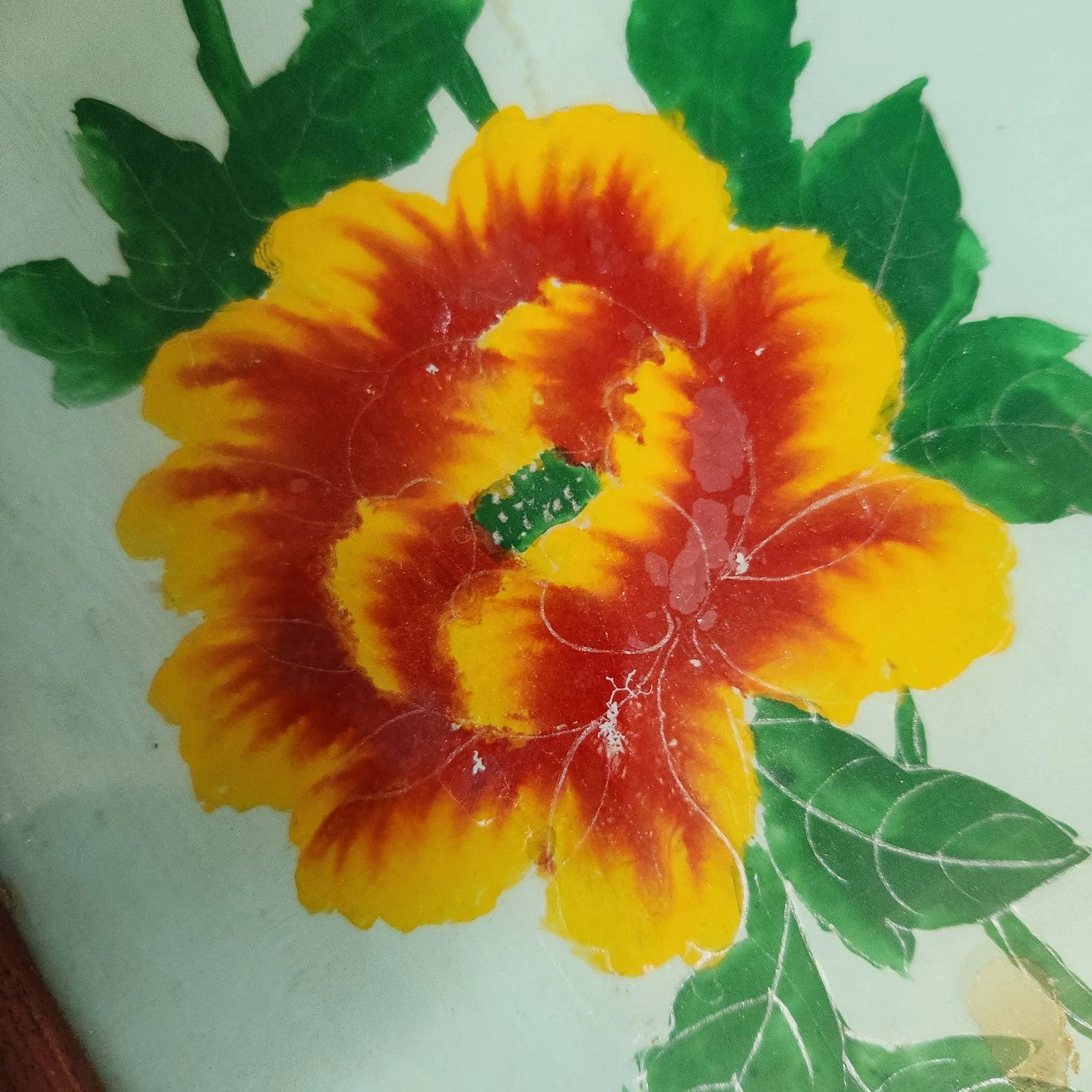 Antique Reverse Painted Glass Floral Painting, Set 3 - 3