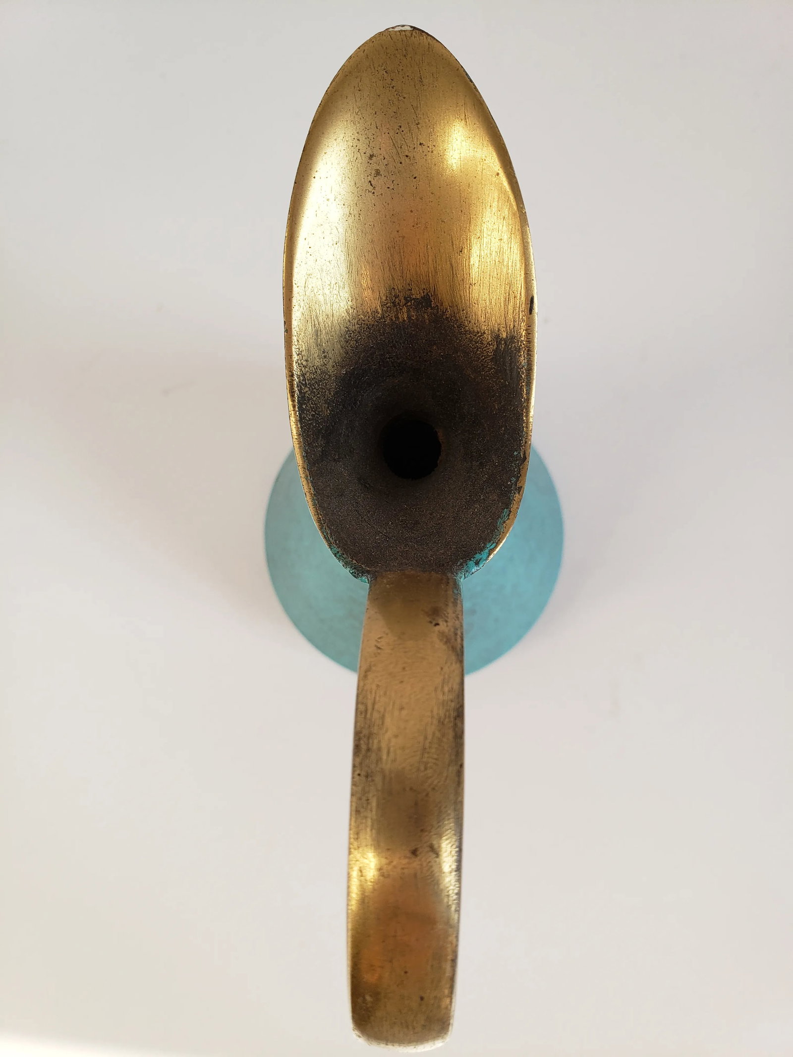 Vintage Made in Israel Turquoise Enamel & Brass Decanter - 10