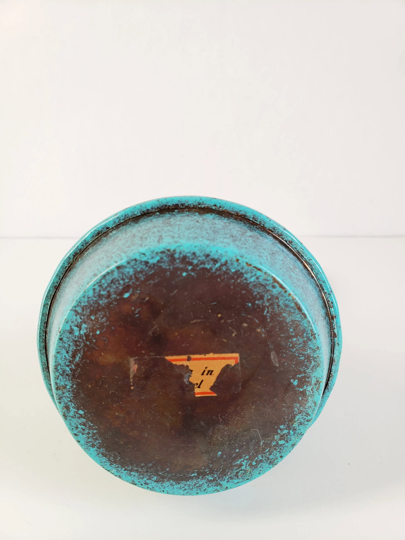Vintage Made in Israel Turquoise Enamel & Brass Decanter - 11