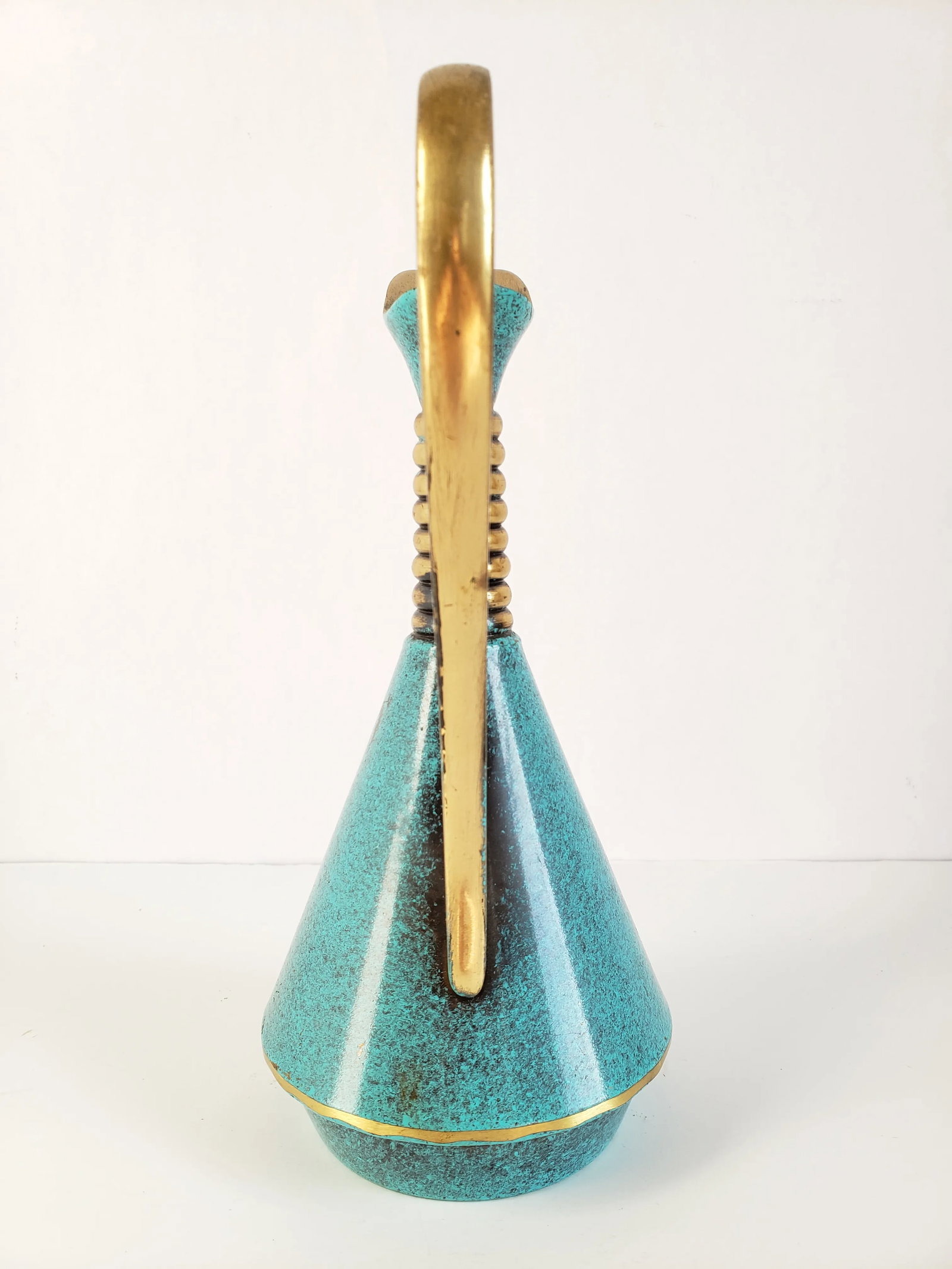 Vintage Made in Israel Turquoise Enamel & Brass Decanter - 6