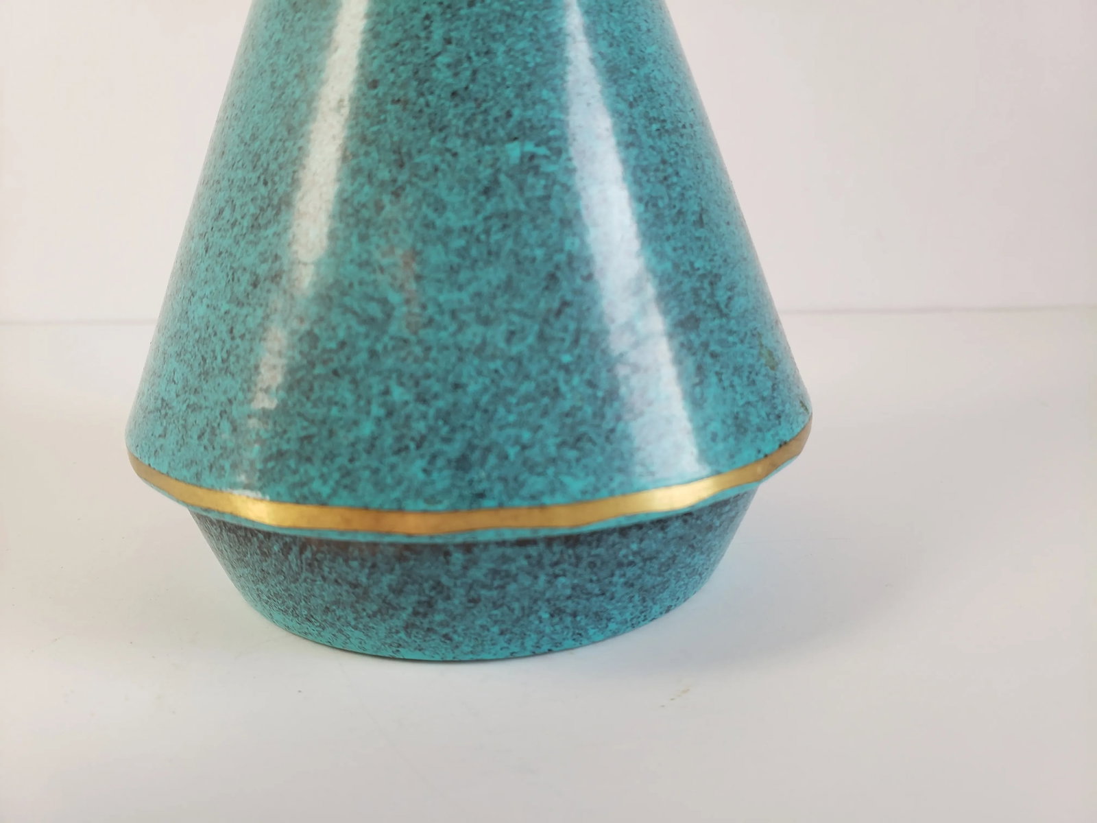 Vintage Made in Israel Turquoise Enamel & Brass Decanter - 7