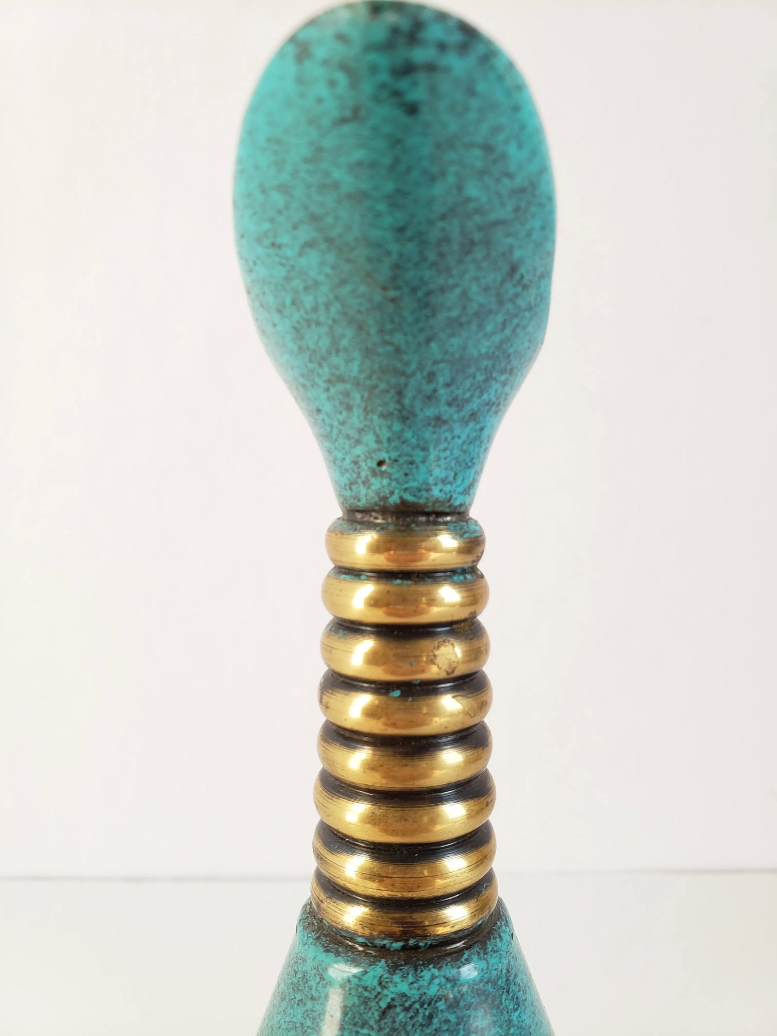 Vintage Made in Israel Turquoise Enamel & Brass Decanter - 8