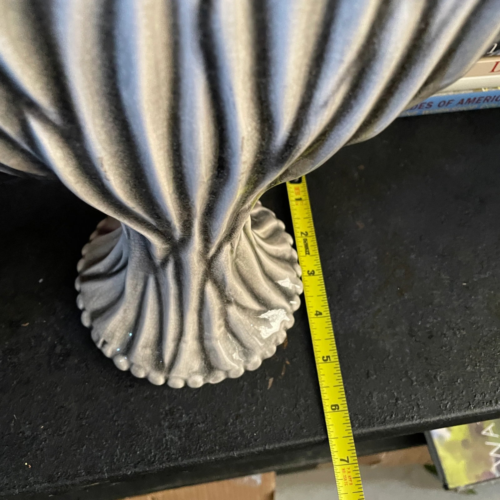 Mid Century Modern Gray and White Ceramic Five Finger Tulipiere Vase - 12