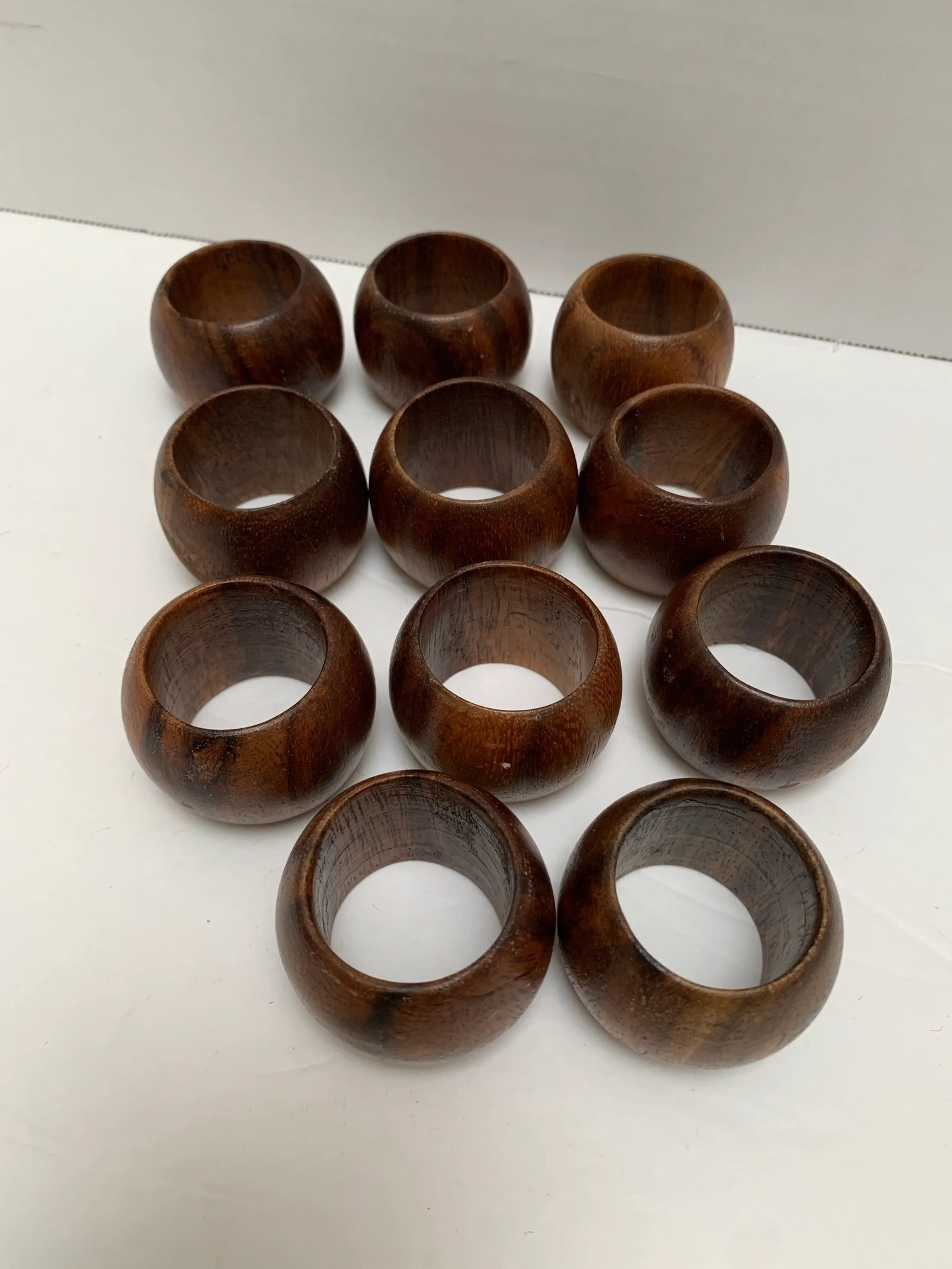 Vintage Wooden Napkin Rings, Set of Eleven - 6