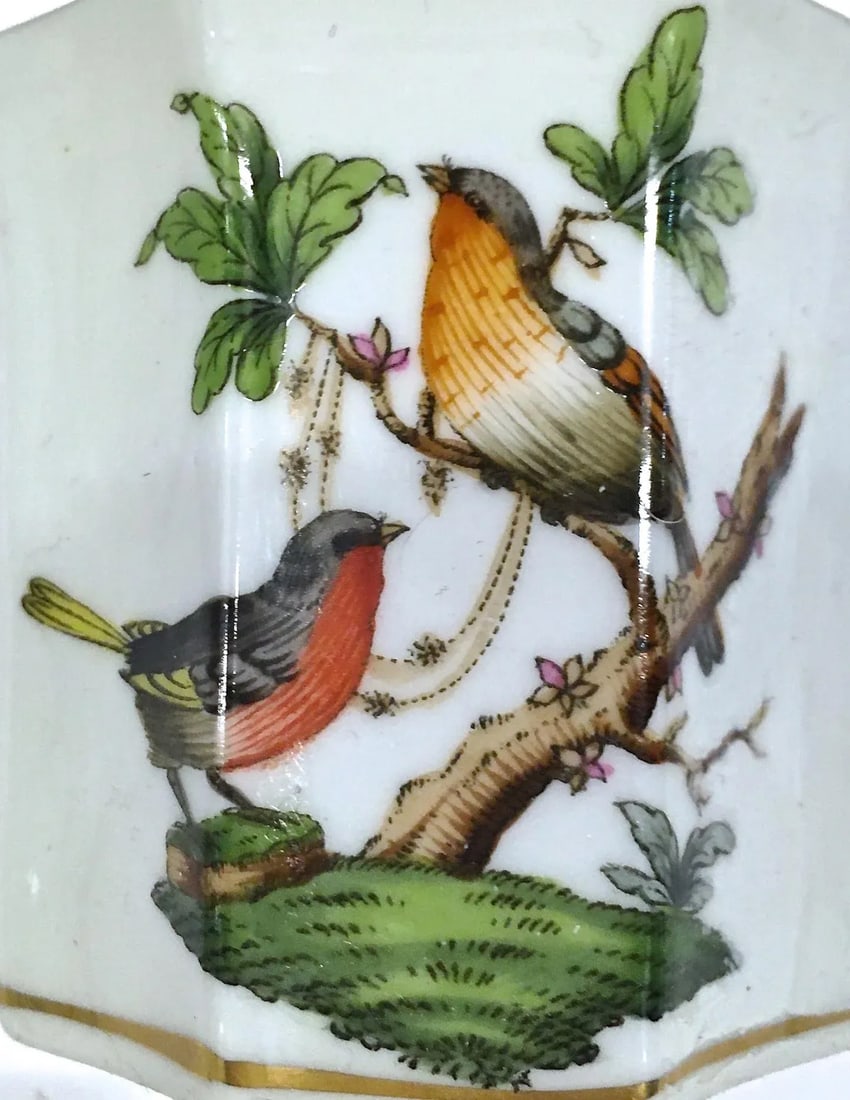 Vintage Herend Octagon Widbird & Butterfly Vase - 4