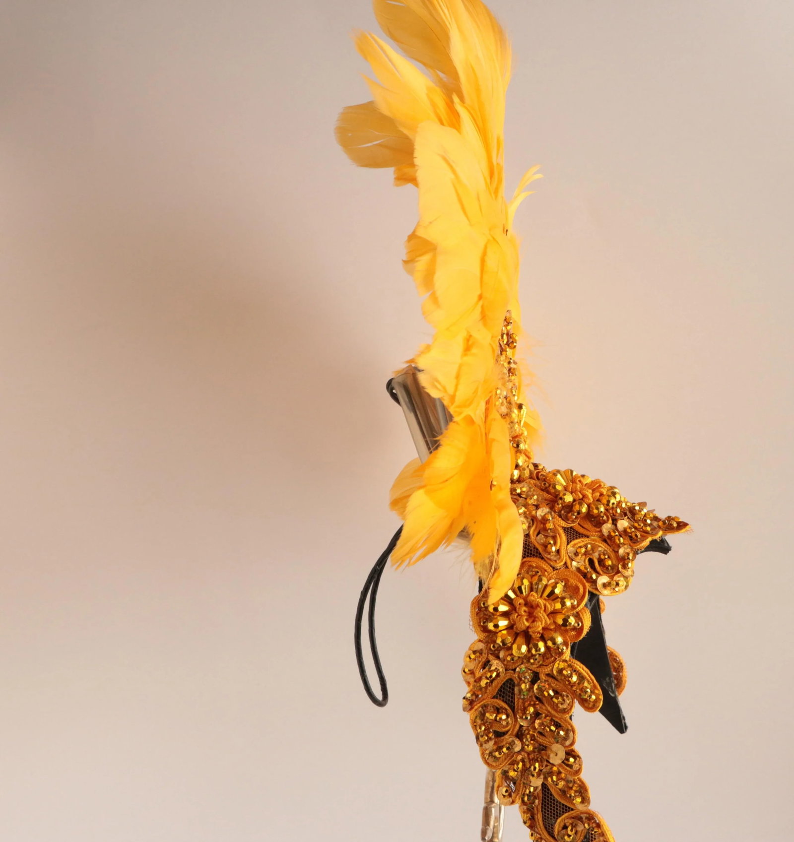 Festival Feather Headdress on a Brass Stand - 5