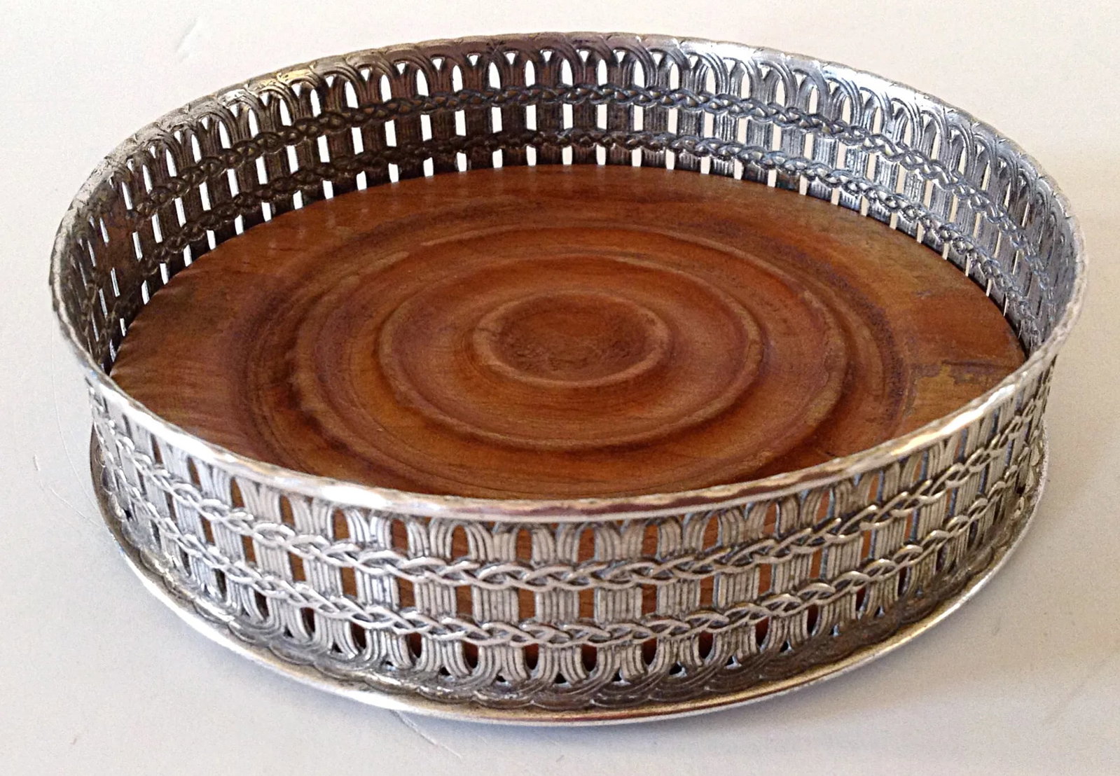 Basket Weave Silver Wine Coaster - 2