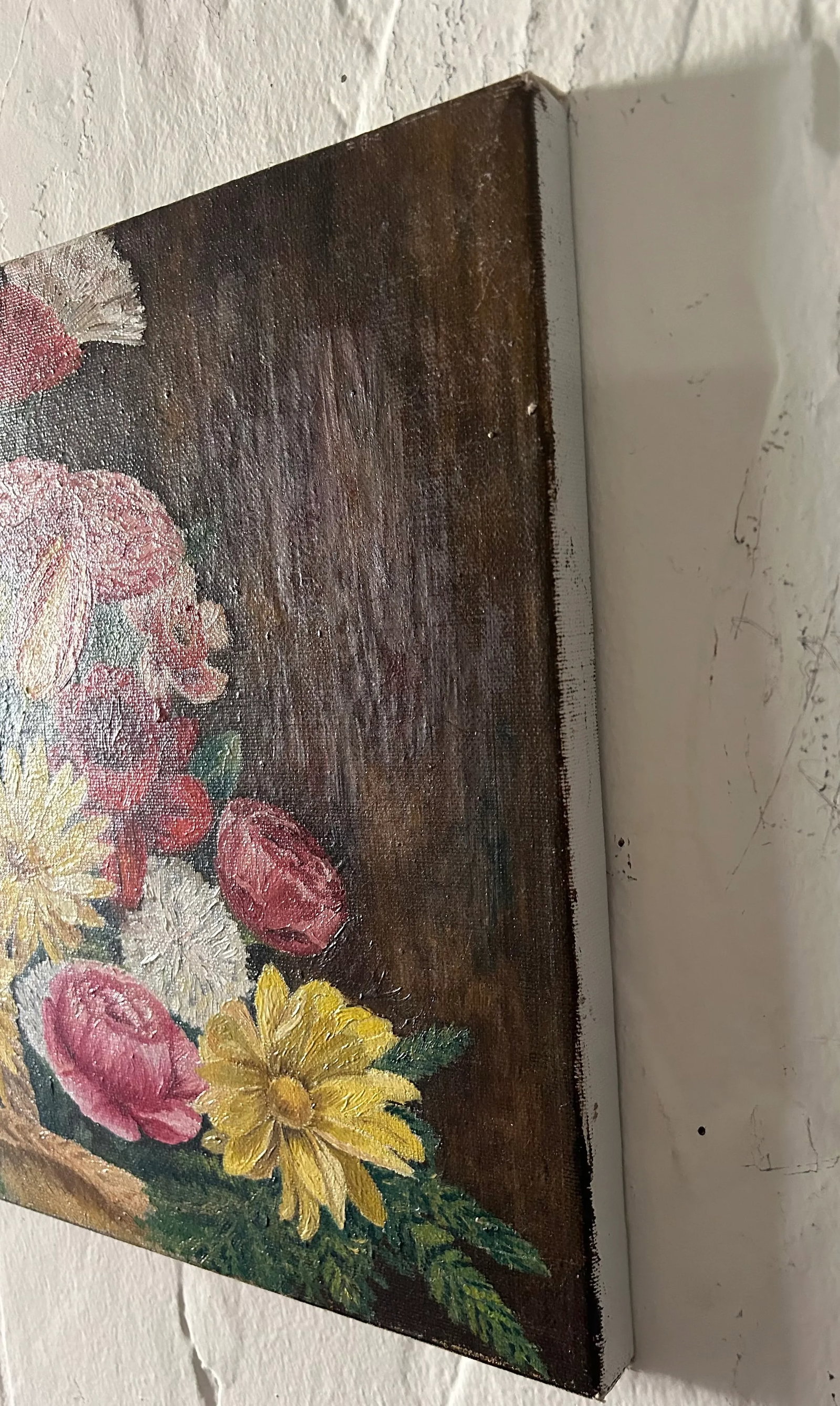 Original Still Life "Spring Flower Basket" Oil on Canvas - 3
