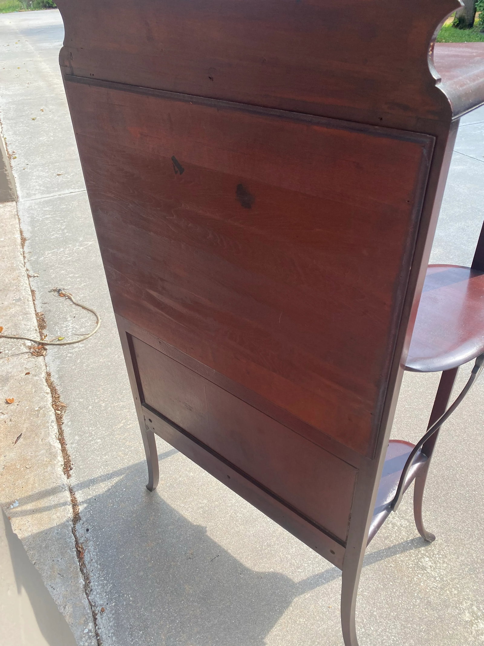 1920s Antique Red Wood Display Cabinet With Mirror - 8