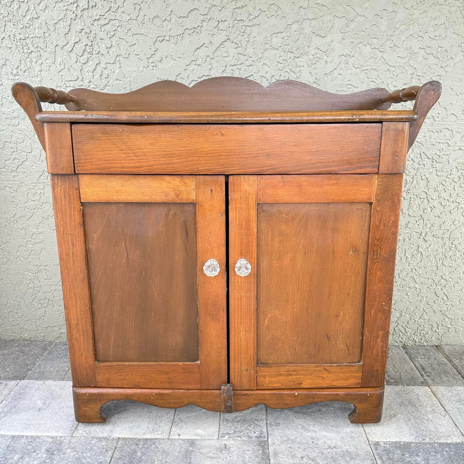 Antique Mid 19th Century Primitive/Rustic Style Handmade Maple Wood Washstand/Coffee Bar/Nightstand/ - 2