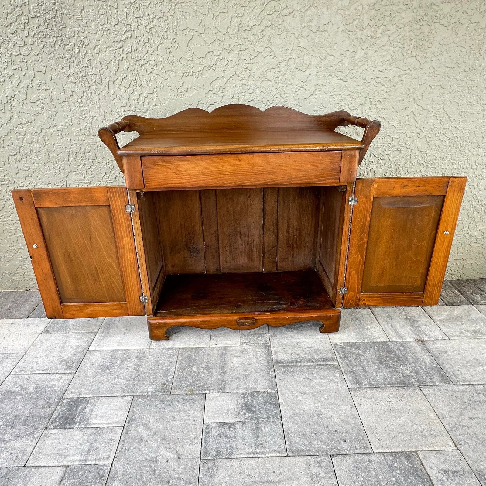 Antique Mid 19th Century Primitive/Rustic Style Handmade Maple Wood Washstand/Coffee Bar/Nightstand/ - 7