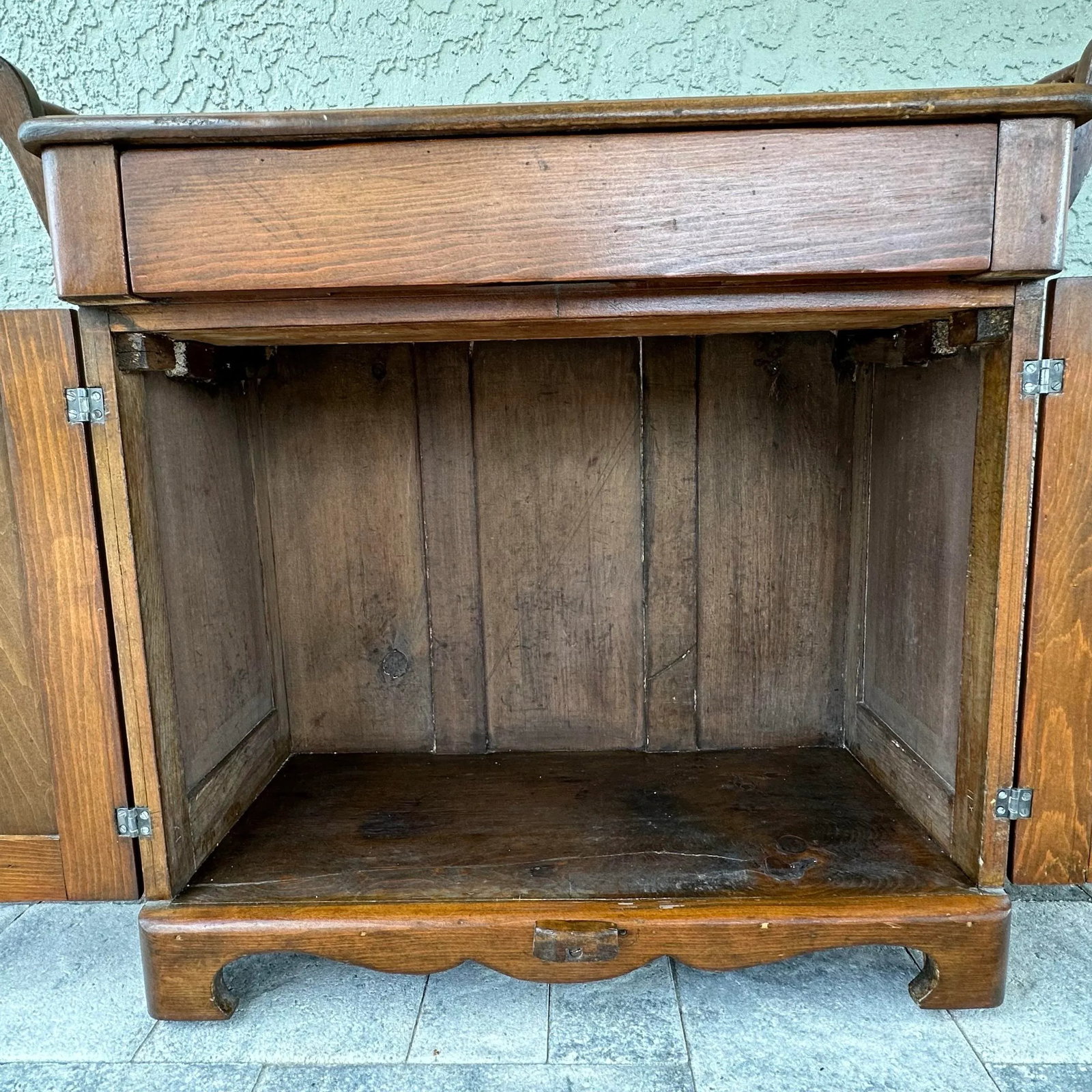 Antique Mid 19th Century Primitive/Rustic Style Handmade Maple Wood Washstand/Coffee Bar/Nightstand/ - 8