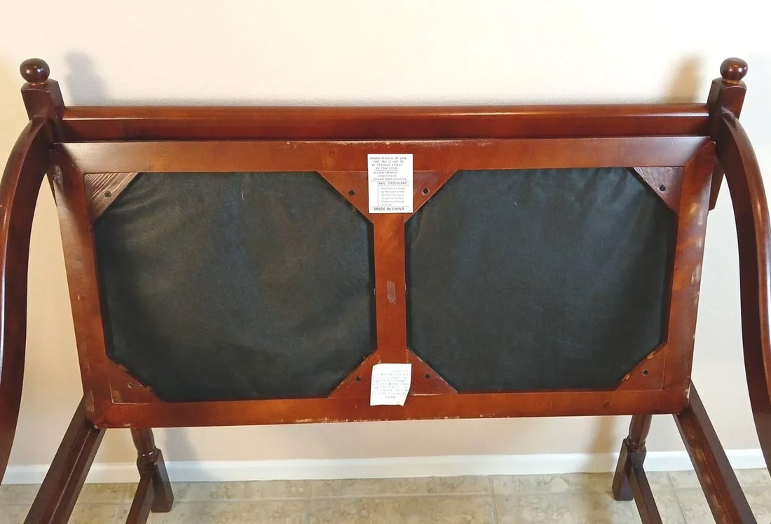 Antique Inspired Spindle Back Cherrywood Hall Bench With Removable Upholstered Seat. - 6