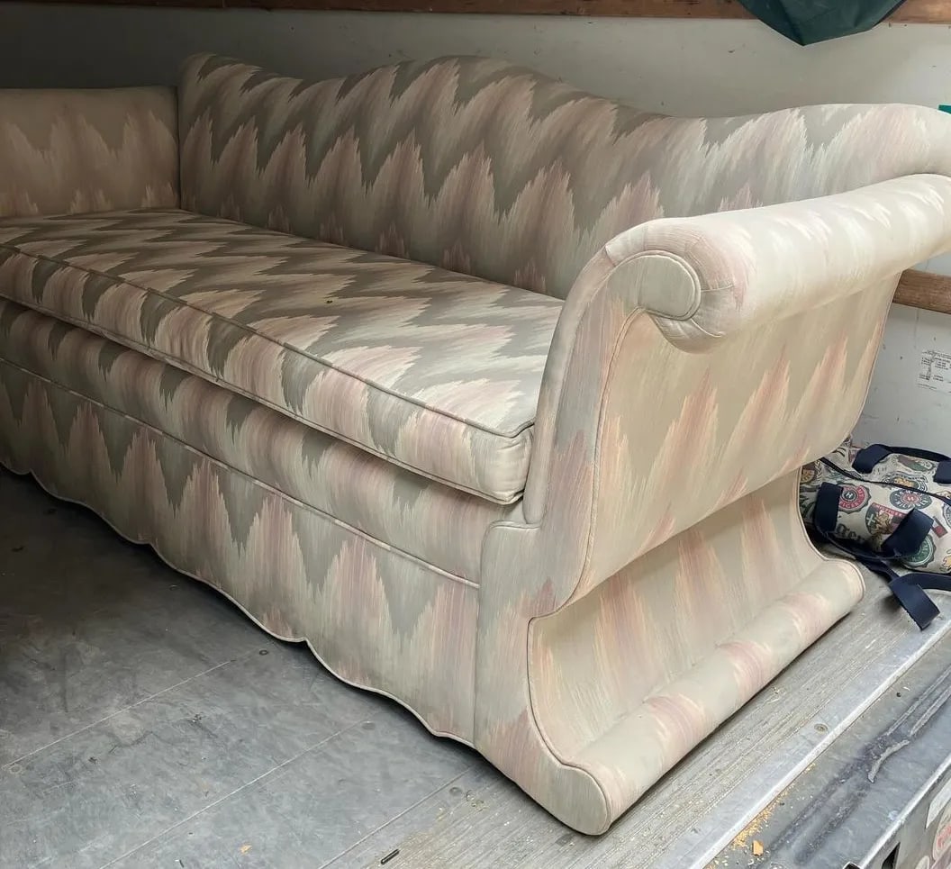 1980s Custom Neo-Empire Flame Stitch Upholstery Sofa - 3
