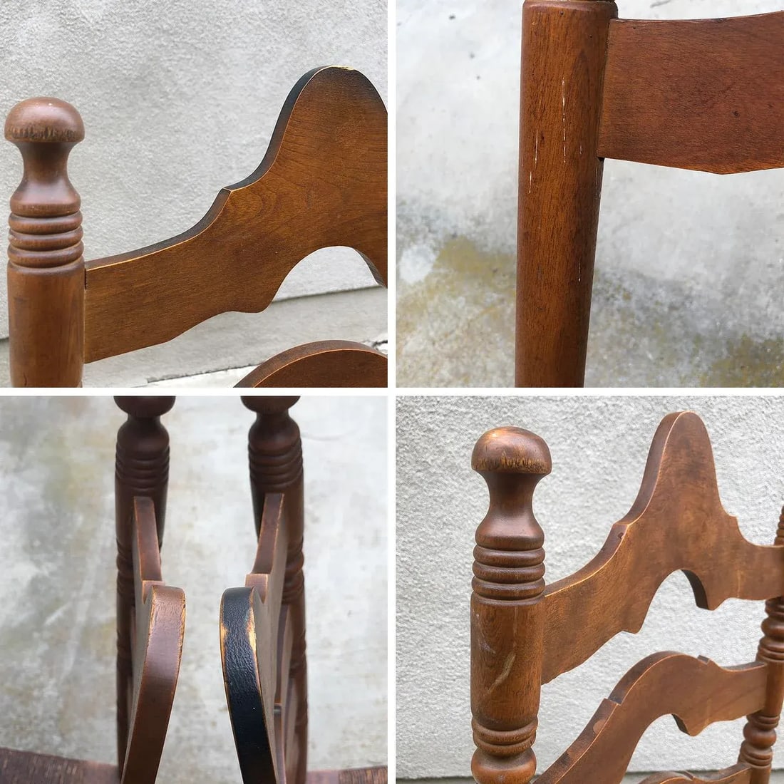 Pair of Early 20th Century Patinated Ladder Back Chairs - 6