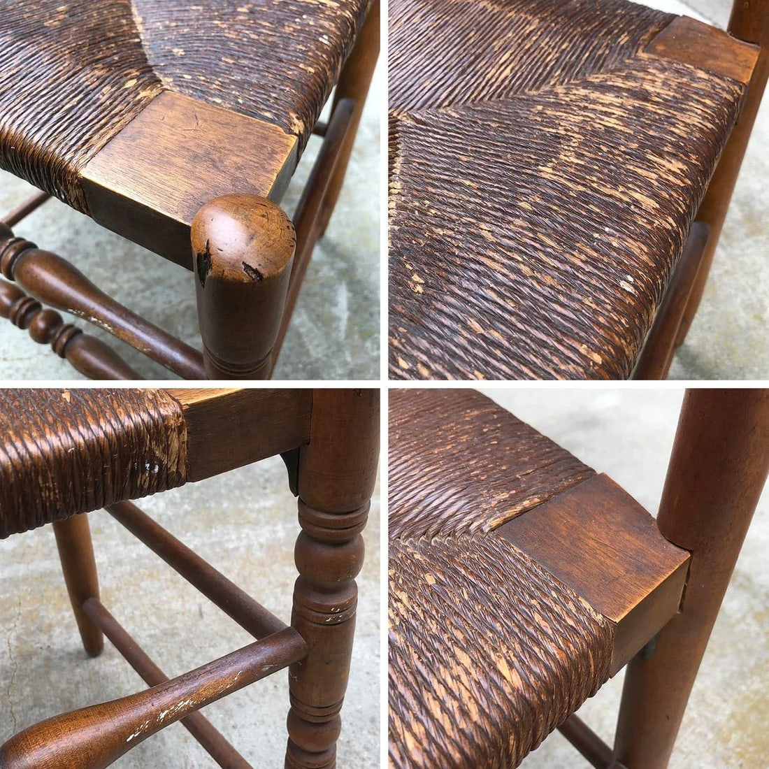 Pair of Early 20th Century Patinated Ladder Back Chairs - 7