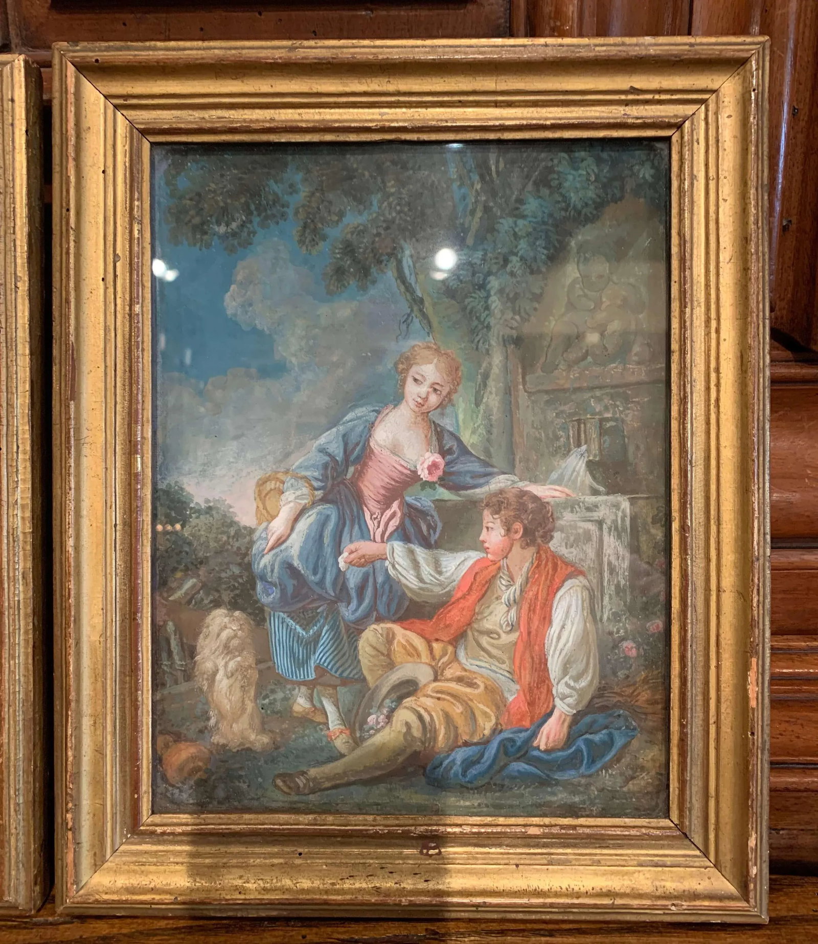 18th Century Louis XVI Watercolors in Original Giltwood Frames - a Pair - 4