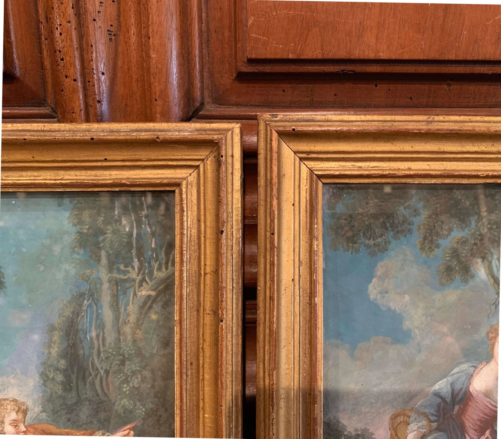 18th Century Louis XVI Watercolors in Original Giltwood Frames - a Pair - 7