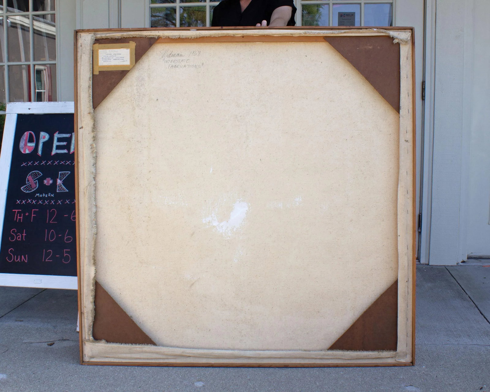1968 "Interstate Fabrications" Abstract Oil on Canvas Painting Signed by Artist Steve Redman - 8