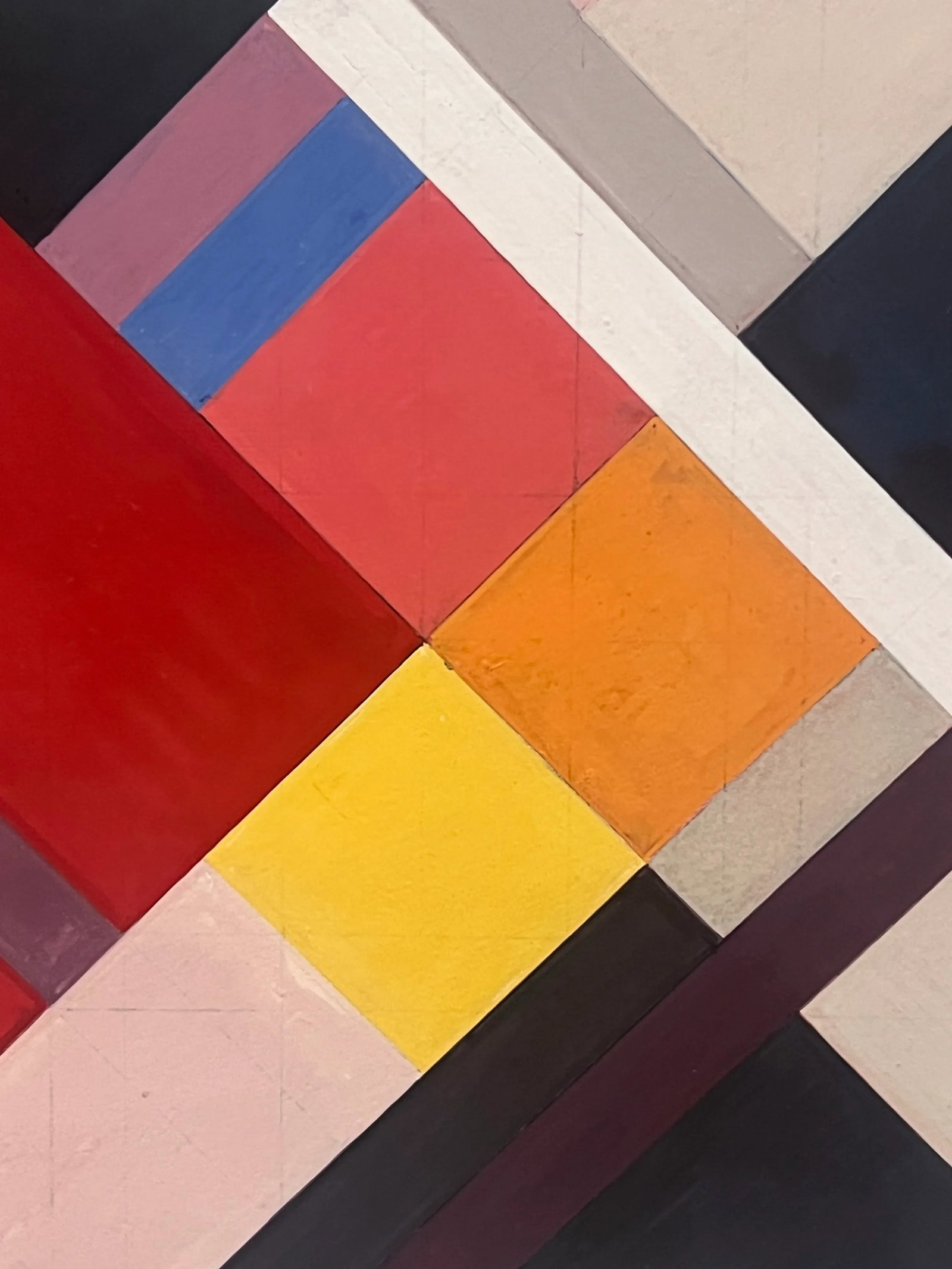 1964, Heinrich Gisler (1918-2011), Mid Century Modern Geometric Tempera Painting on Paper, Signed, F - 2