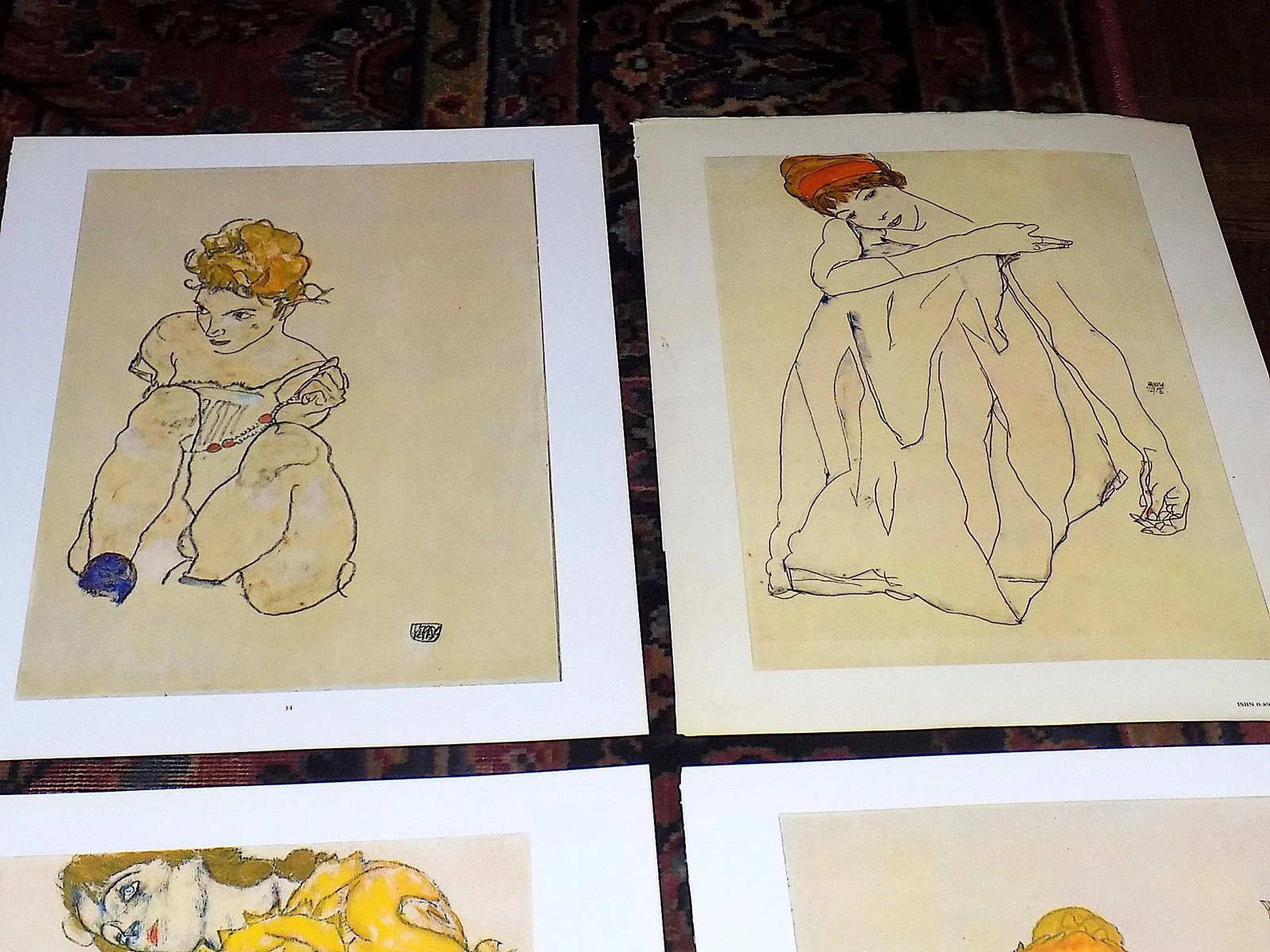 Authentic Vintage 20th Century Signed Egon Schiele Expressionist Nude Female Figural Lithographs - S - 3