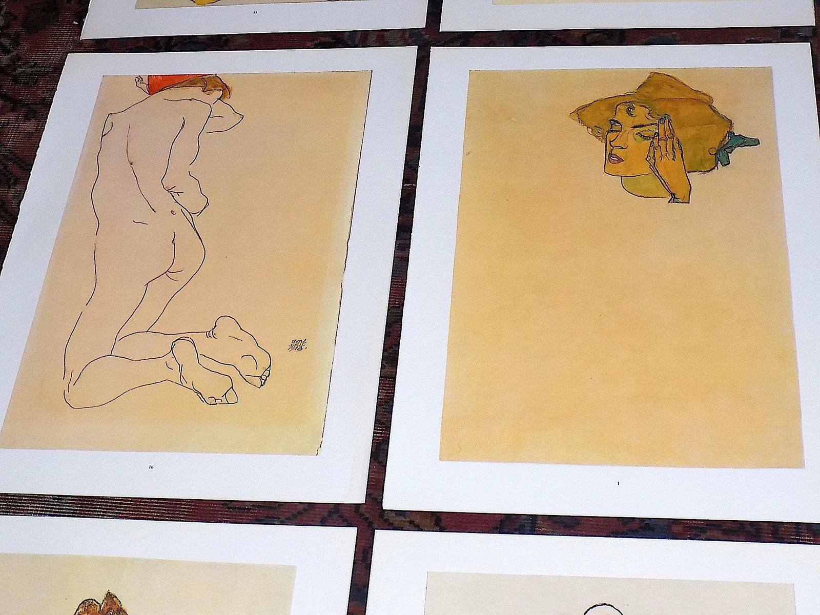 Authentic Vintage 20th Century Signed Egon Schiele Expressionist Nude Female Figural Lithographs - S - 4