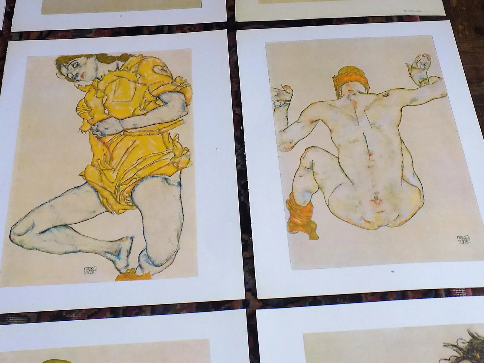 Authentic Vintage 20th Century Signed Egon Schiele Expressionist Nude Female Figural Lithographs - S - 5