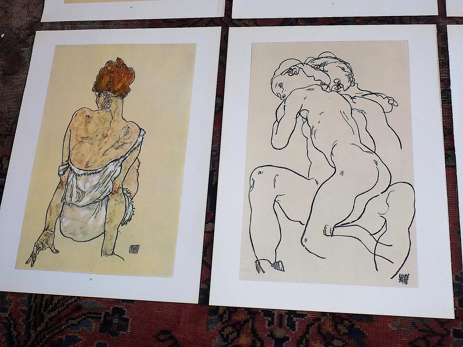 Authentic Vintage 20th Century Signed Egon Schiele Expressionist Nude Female Figural Lithographs - S - 6