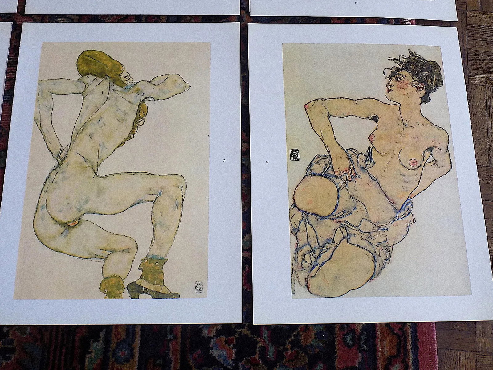 Authentic Vintage 20th Century Signed Egon Schiele Expressionist Nude Female Figural Lithographs - S - 7
