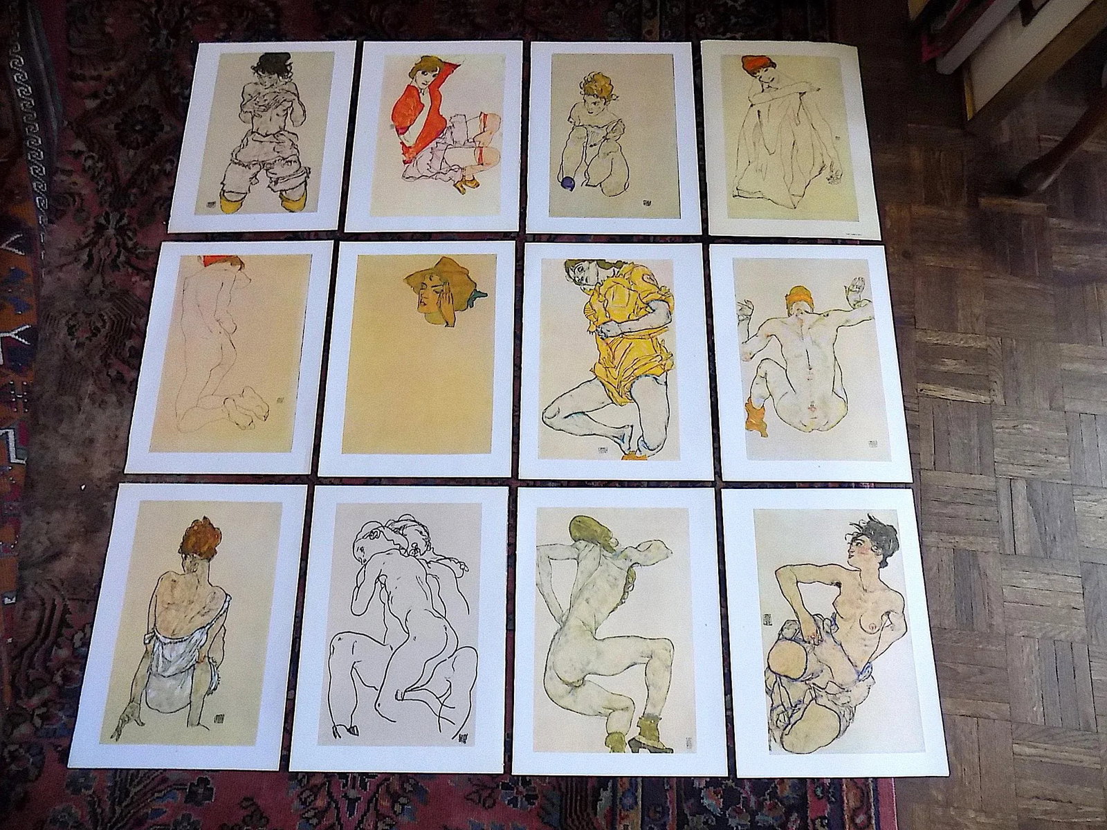 Authentic Vintage 20th Century Signed Egon Schiele Expressionist Nude Female Figural Lithographs - S - 8