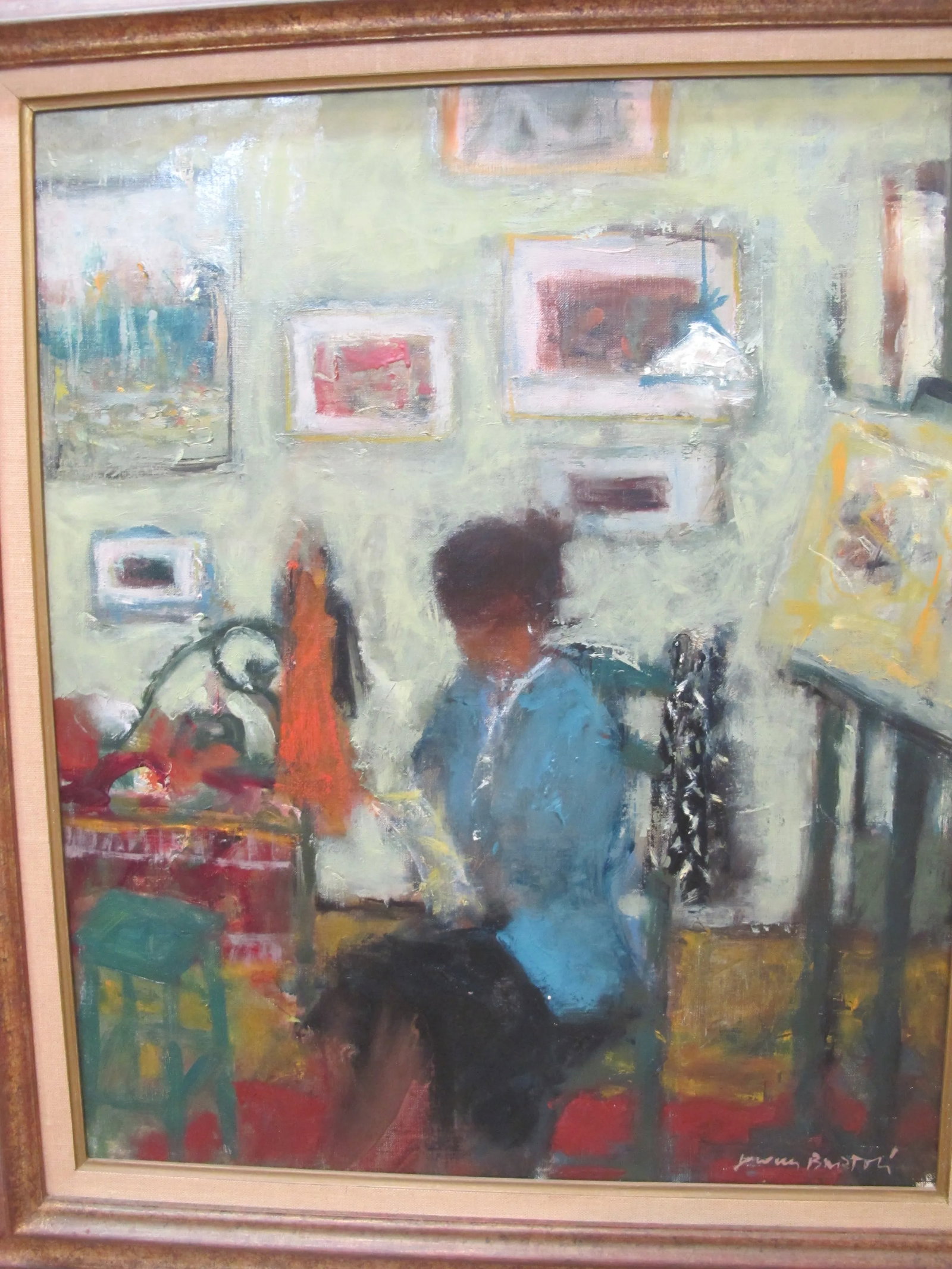 Jacques Bartoli French Framed Toulon l'Atelier the Studio Signed Oil Painting - 2