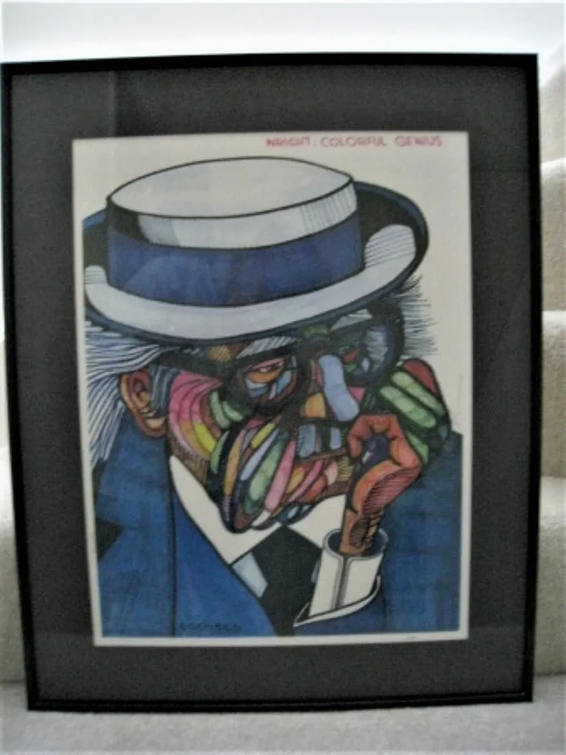 Ferdie Pacheco Framed Art Print "Frank Lloyd Wright" + Signed Certificate - 3