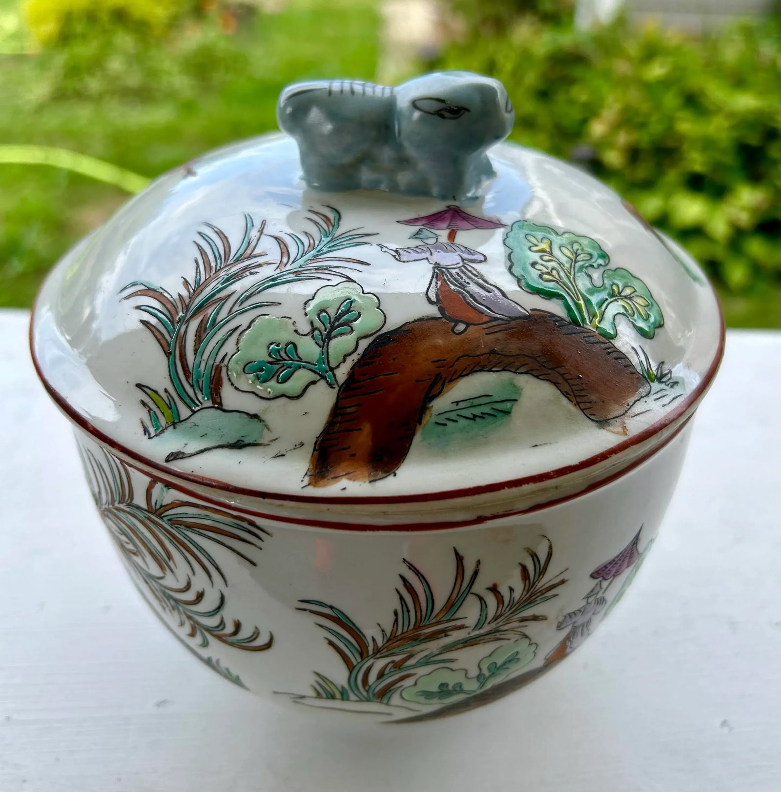 Chinese Lidded Bowl With Foo Dog Knob - 2