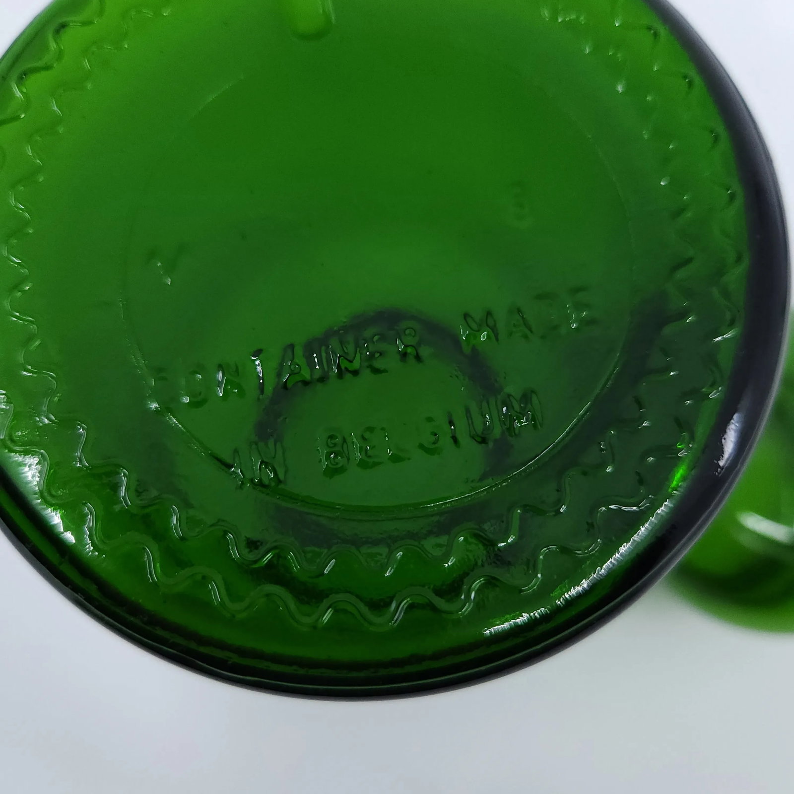 Vintage Emerald Green Belgium Apothecary Jar Canister Container Bubble Lid - 12