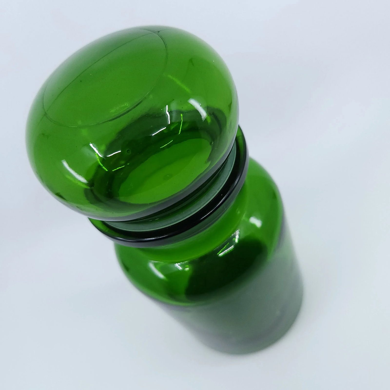 Vintage Emerald Green Belgium Apothecary Jar Canister Container Bubble Lid - 7