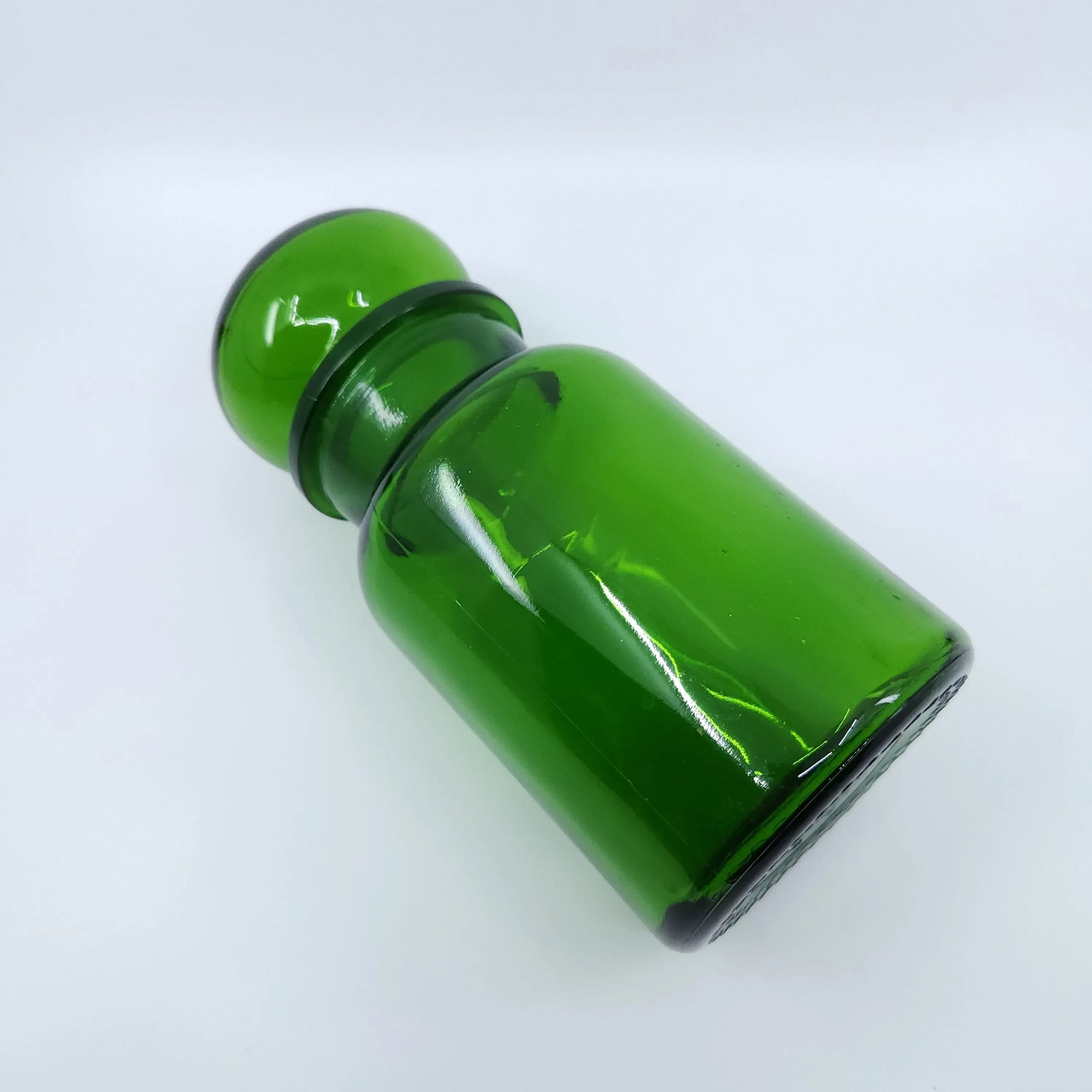 Vintage Emerald Green Belgium Apothecary Jar Canister Container Bubble Lid - 9