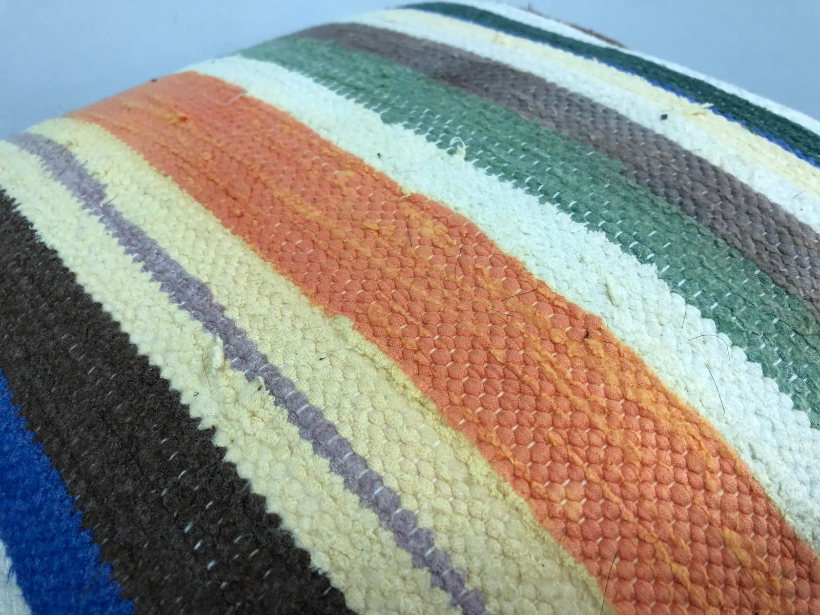 Vintage Turkish Anatolia Cotton Striped Kilim Pillow - 4