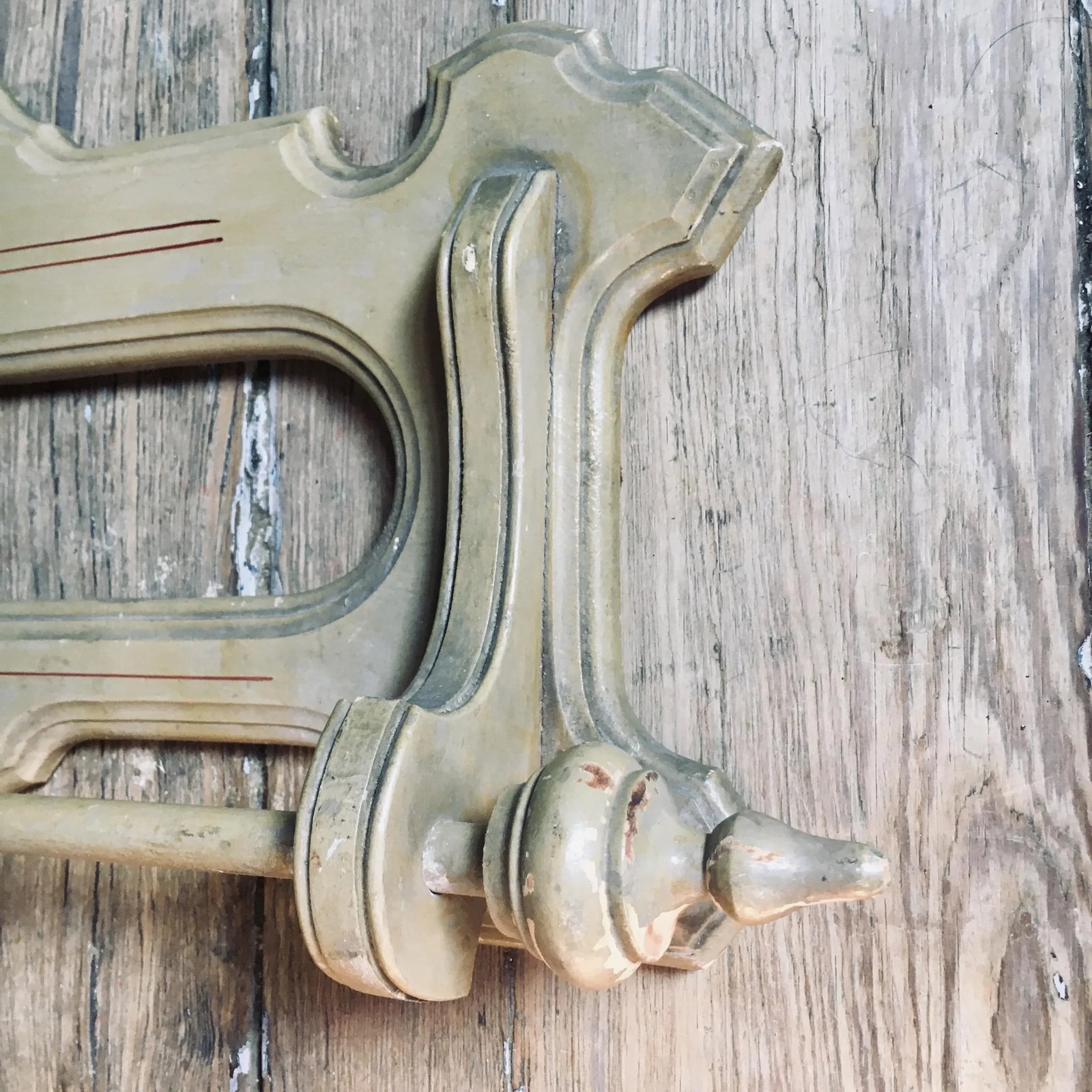 Folk Victorian Painted Wood Towel Rack - 2
