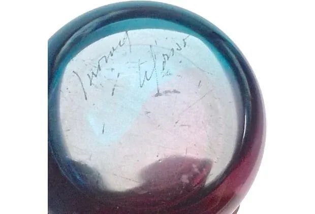 Mid-Century Modern Signed Crystal Vase - 4