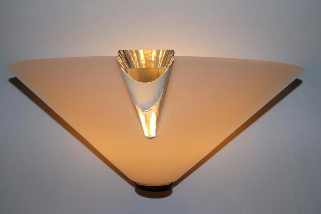 1980s Modern Murano Wall Lamp White Glass - 13
