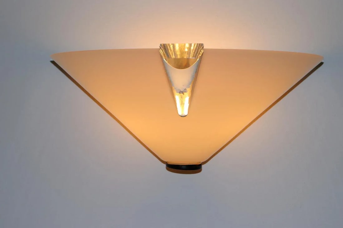 1980s Modern Murano Wall Lamp White Glass - 3