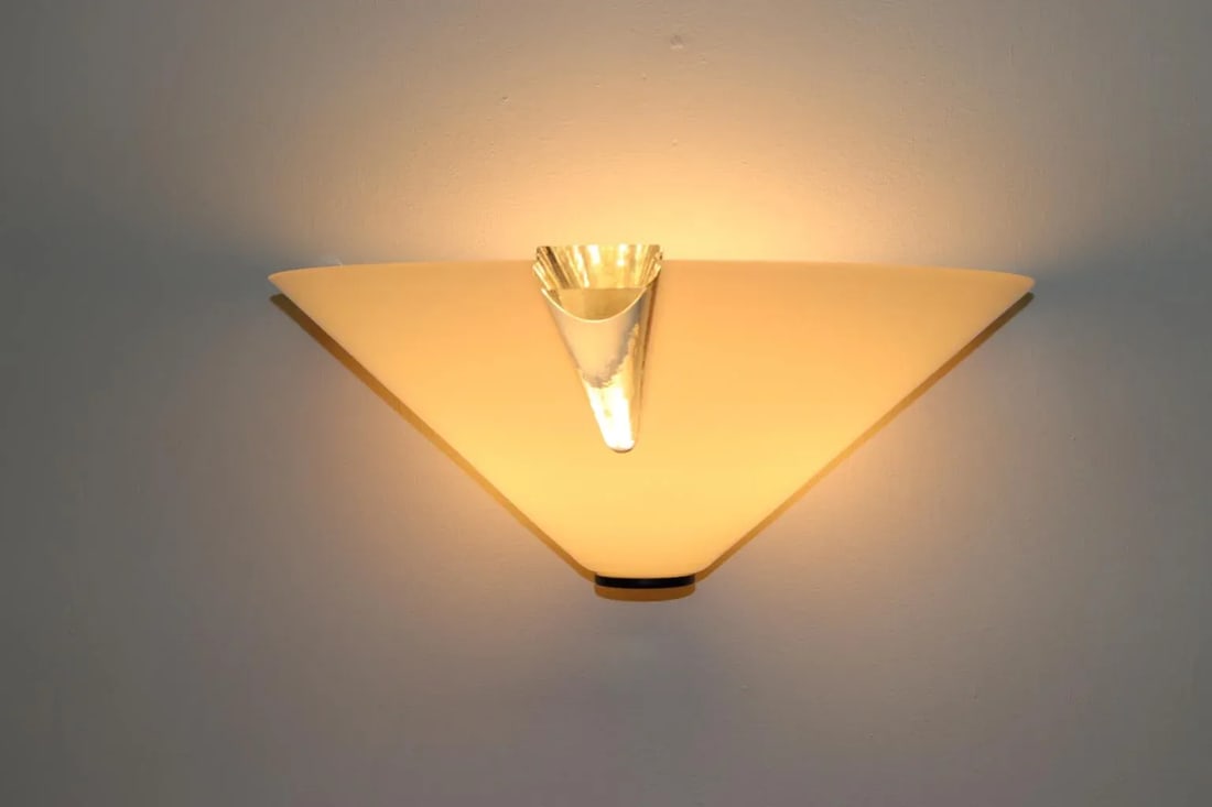 1980s Modern Murano Wall Lamp White Glass - 4