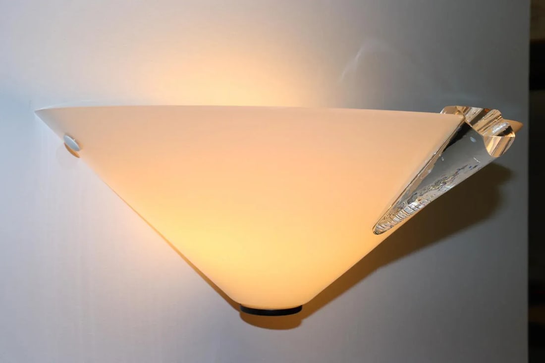 1980s Modern Murano Wall Lamp White Glass - 5