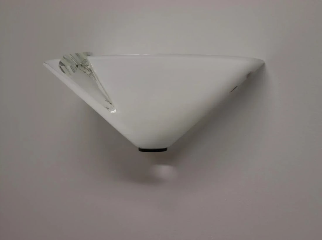 1980s Modern Murano Wall Lamp White Glass - 7
